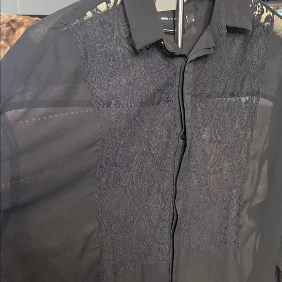 ASOS Design Black sheer, gothic style large shirt - Picture 7 of 9